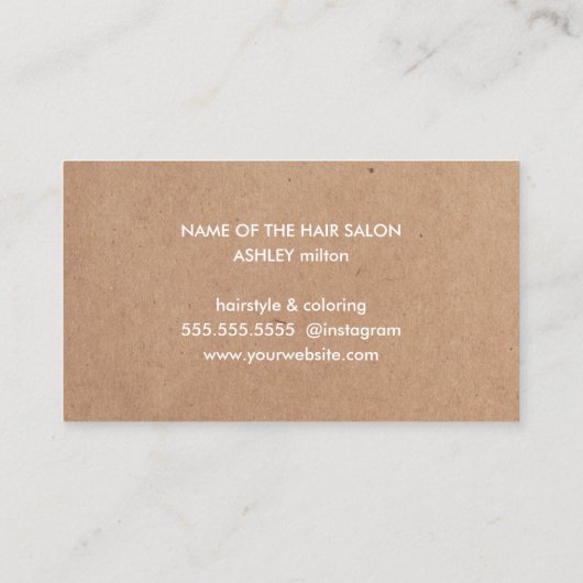 クールシンプルクラフトフェイク金ゴールドはさみ美容師 名刺 (裏面)