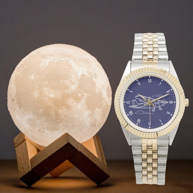 クールシンプルセスナ航空機&雲 腕時計 (クリエイターアップロード済み)