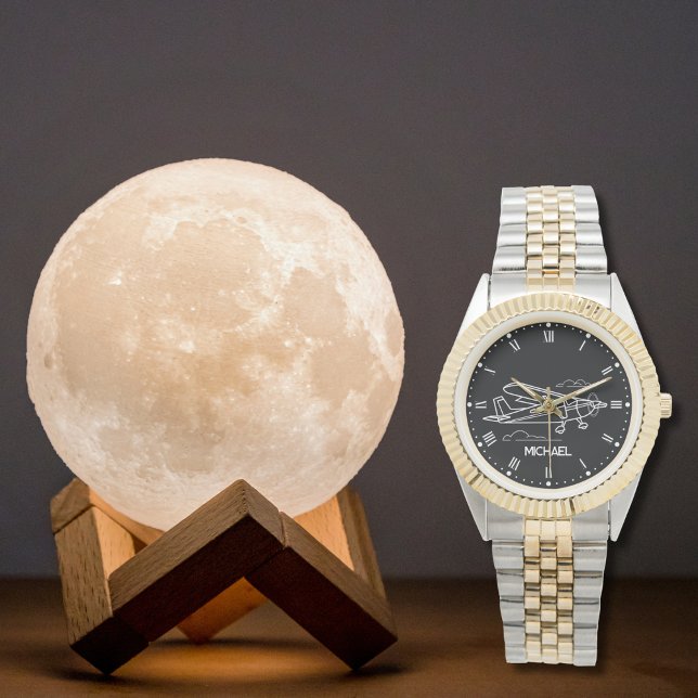 クールシンプルセスナ飛行機&雲カスタムギフト 腕時計 (クリエイターアップロード済み)