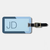 クールシンプルブルージオメトリックモノグラム ラゲッジタグ (正面横)