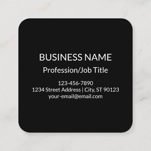 クールシンプルミニマルテンプレート |黒 スクエア名刺 (裏面)