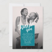 クールシンプルユニークターコイズサンキューカード セーブザデート (正面)