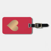 クールシンプル赤金ゴールドフェイクハート ラゲッジタグ (正面横)