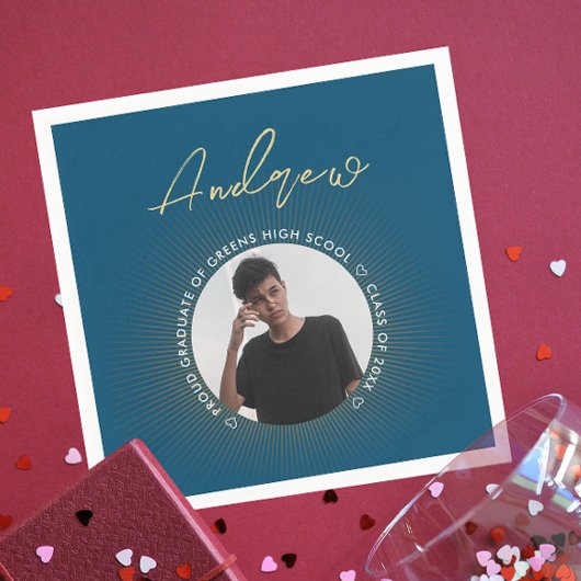 クールシンプル金ゴールドモダンタイポグラフィグラッドフォト スタンダードカクテルナプキン