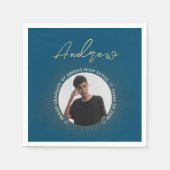 クールシンプル金ゴールドモダンタイポグラフィグラッドフォト スタンダードカクテルナプキン (正面)