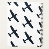 クールシンプル飛行機飛んでいる、白黒 プランナー手帳 (裏面)