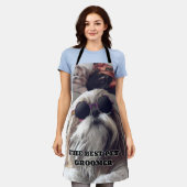 クールシーズー（犬）珠長毛ヴィンテージ最高のペットトリマー エプロン (着用した状態)