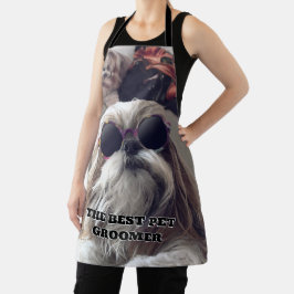 クールシーズー（犬）珠長毛ヴィンテージ最高のペットトリマー エプロン