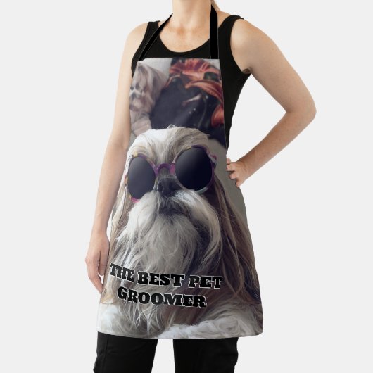 クールシーズー（犬）珠長毛ヴィンテージ最高のペットトリマー エプロン (インサイチュ)