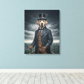 クールスエレガントビクトリアンテアムパンクラブラドールドッグアート キャンバスプリント (インサイチュ (ウッドフロア))