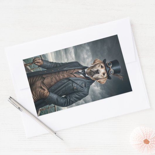 クールスエレガントビクトリアンテアムパンクラブラドールドッグアート 長方形シール (封筒)