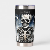 クールスケルトンの恋人に名前を追加 保温保冷タンブラー (正面)