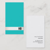 クールスタイリッシュプロフェッショナルモノグラムターコイズブルー 名刺 (正面/裏面)