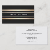 クールスタイリッシュ黒と金ゴールドストライプのモダン 名刺 (正面/裏面)