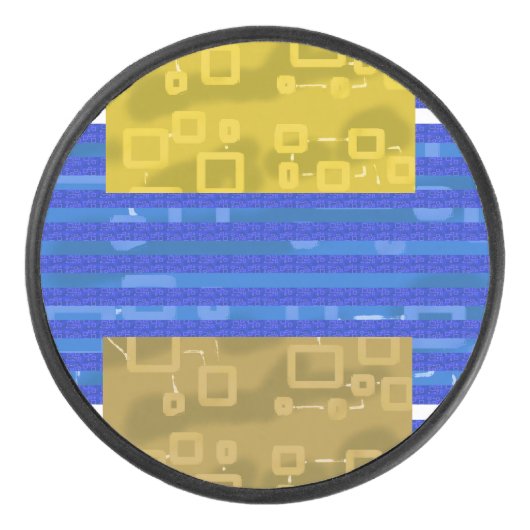 クールストライプ金ゴールド幾何学的 アイスホッケーパック (正面)