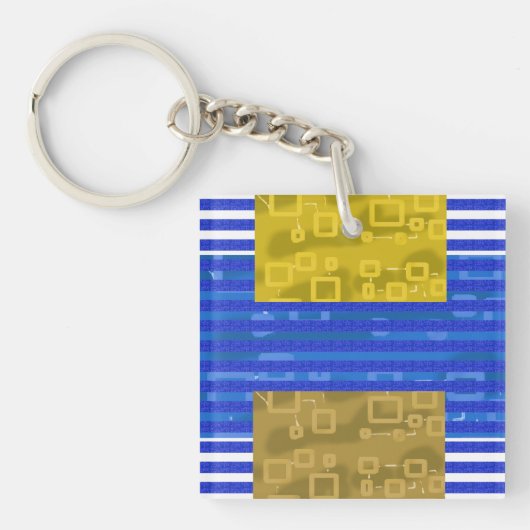 クールストライプ金ゴールド幾何学的 キーホルダー (正面)