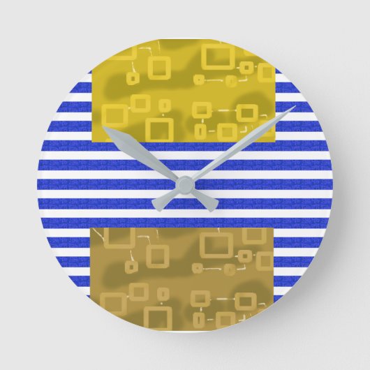 クールストライプ金ゴールド幾何学的 ラウンド壁時計 (正面)