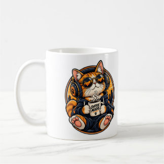 クールストリートウェアの猫がコーヒーを飲む コーヒーマグカップ