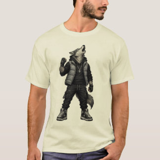 クールストリートウェアウルフグラフィックTシャツ | アーバンアニマ Tシャツ