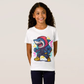 クールストリートウェアシャークカートゥーンTシャツ Tシャツ (正面フル)