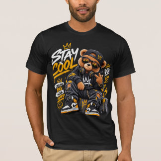 クールストリートウェアテディベア - アーバンヒップホップグラフィティ Tシャツ