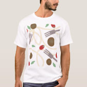 クールスパゲッティミートボール柄 Tシャツ (正面)