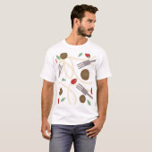 クールスパゲッティミートボール柄 Tシャツ (正面フル)