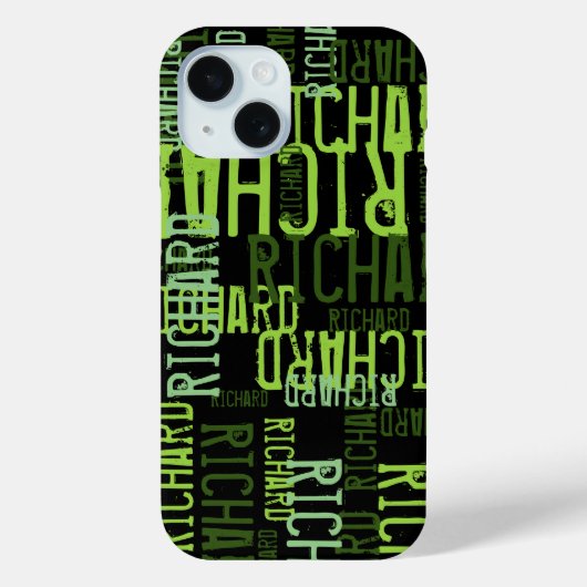 クールタイポグラフィライムグリーン名オン黒 Case-Mate iPhoneケース (裏面)