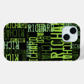 クールタイポグラフィライムグリーン名オン黒 Case-Mate iPhoneケース (裏面 (横))