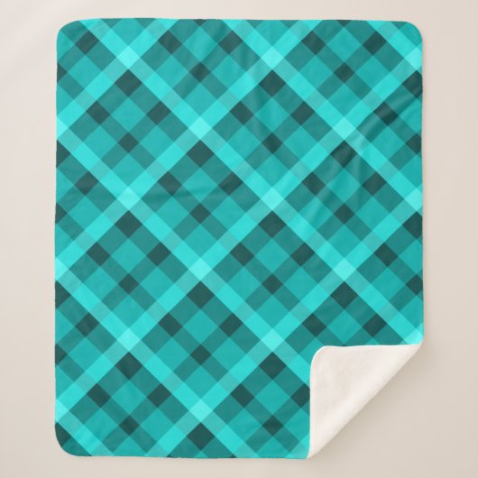 クールターコイズエレガント格子状メディアシェルパブランケット シェルパブランケット (正面)