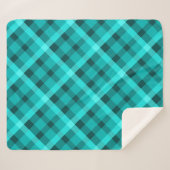 クールターコイズエレガント格子状メディアシェルパブランケット シェルパブランケット (正面(横))