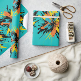 クールターコイズブルーパントボールブラスト絵を描スプラット ラッピングペーパー