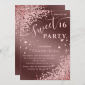 クールダイヤモダンモンド高級バラ金ゴールドスウィート16 招待状 (正面/裏面)