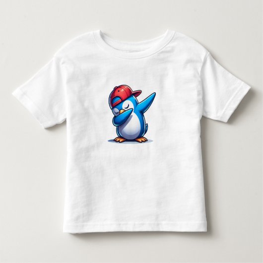 「クールダブ：赤い帽子をかぶった青いペンギン」 トドラーTシャツ (正面)