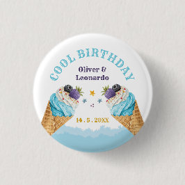クールツインズアイスクリーム男子 誕生日紙皿 缶バッジ