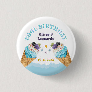 クールツインズアイスクリーム男子 誕生日紙皿 缶バッジ
