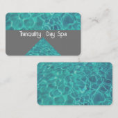 クールティール(緑がかった色)ブルーウォーター静かなスパオングレー 名刺 (正面/裏面)