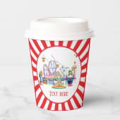 クールテーマパーク回路パーティー追加文字紙プレート 紙コップ (正面)