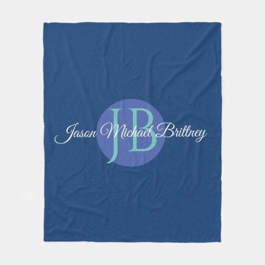 クールデザインパーソナライズkidの名前&モノグラム フリースブランケット (正面)