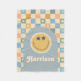 クールデュデボーイズ市松模様にレトロ70s顔 フリースブランケット