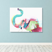 クールトレンディーカラフル象 キャンバスプリント (インサイチュ (ウッドフロア))