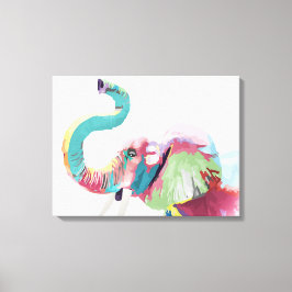 クールトレンディーカラフル象 キャンバスプリント
