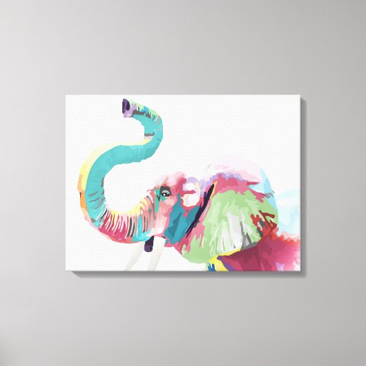 クールトレンディーカラフル象 キャンバスプリント (正面)