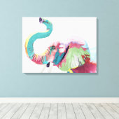 クールトレンディーカラフル象 キャンバスプリント (インサイチュ (ウッドフロア))