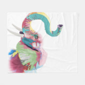 クールトレンディーカラフル象 フリースブランケット (正面(横))