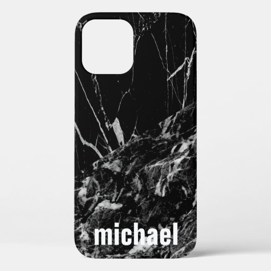 クールトレンディーブラック大理石ケースメイトiPhone Ca Case-Mate iPhoneケース (裏面)