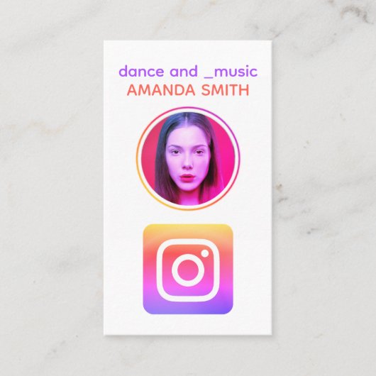 クールトレンディープロファイル写真instagramロゴ 名刺 (正面)