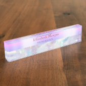 クールトレンディーホログラフィックバイオレット デスクネームプレート (側面)