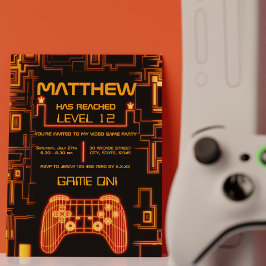 クールトレンディーボーイコンソール制御ゲーマー誕生日 招待状