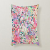 クールトレンディー水彩(ばちゃばちゃ)跳ねる抽象芸術アート アクセントクッション (正面(垂直))